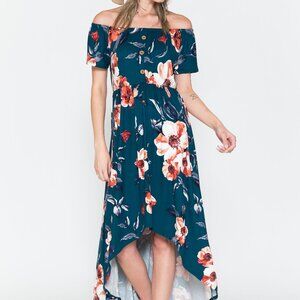 Flower off shoulder dress